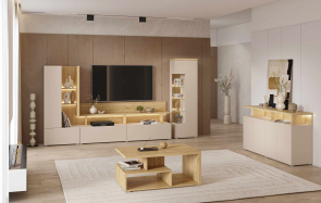 Ob�vacia stena SERIO dub carpenter-ka�m�r zostava 1